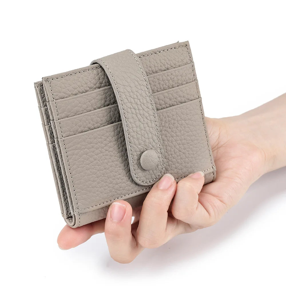 Ddbos Ultra-thin Genuine Leather Female Wallets Multifunction Small Soft Cowhide Coin Purse Card Holder Money Bag For Men Women