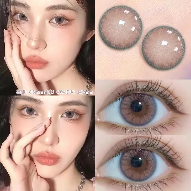 Ddbos 1Pair Brown Myopia Colour Circular Contacts Lenses Natural Blue  Eye Lenses Beauty Pupil Brown Lenses Makeup