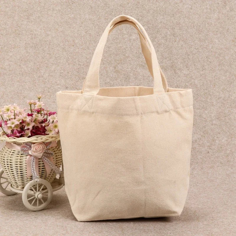 Ddbos Small Canvas Women Tote Bag Hand Bag Korean Mini Student Handbags Cotton Cloth Picnic Travel Simple Purse Phone Key Pouch