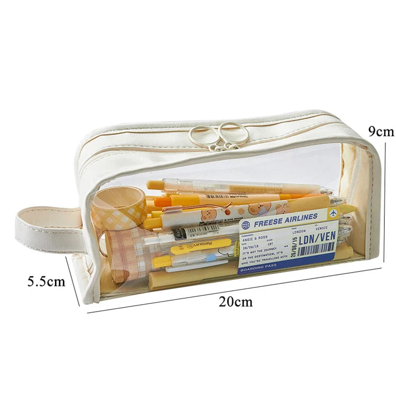 Ddbos BACK TO SCHOOL Transparent Pencil Case Estuches Escolares Pencilcase School Supplies Large Capacity Pencil Box Kawaii Stationery Pencil Pouch