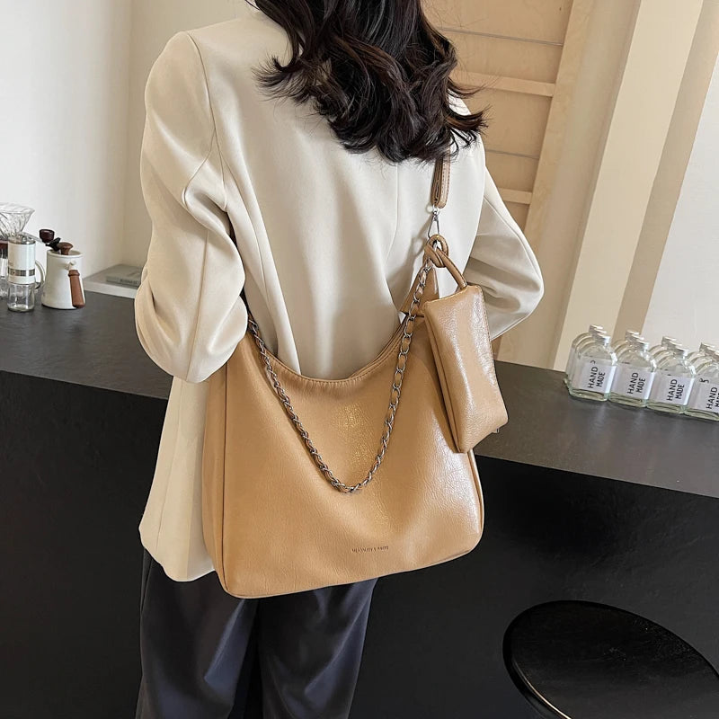 Ddbos 2 Pcs/set Pu Leather Shoulder Bags for Women 2024 Winter Fashion Chain Handbags and Purses Small Crossbody Bag