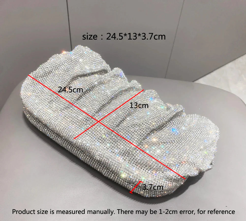 Ddbos Shiny Handle Rhinestones Handmade Evening Clutch Bags New Folds Purses And Handbags Luxury Designer Wedding Party High Quality