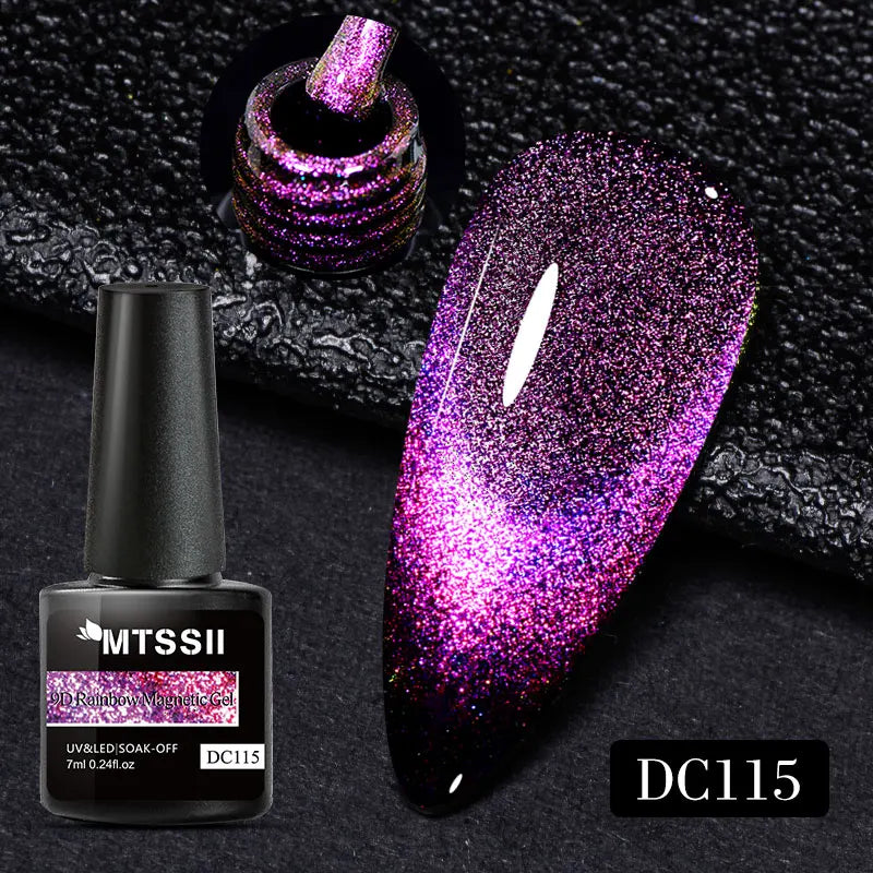 7ml Cat Magnetic Gel Nail Polish Semi Permanent Dynamic Glitter Reflective Nail Gel Soak Off UV Gel Nail Art Varnish