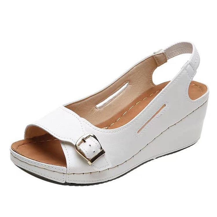 Ddbos Sandals Women Slip On Wedge Heels Sandals For Summer Shoes Women White Wedges Sandals With Platform Shoes Heeled Sandalias Mujer