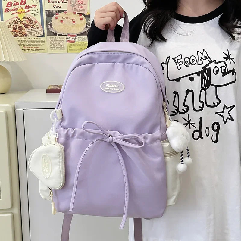 Ddbos BACK TO SCHOOL Campus Students Schoolbag Teen Girls Cute Backpack Nylon Shoulders Backpack Large Capacity Travel Backpacks Student Book Bag