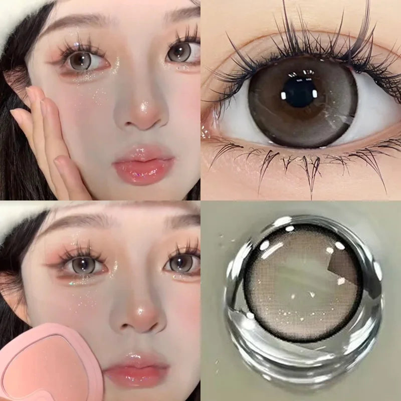 Ddbos 1Pair Colour Contacts Lenses Myopia Pink Rose Eye Lenses Beauty Pupil Blue Eyes Brown Lenses Makeup Free Shipping