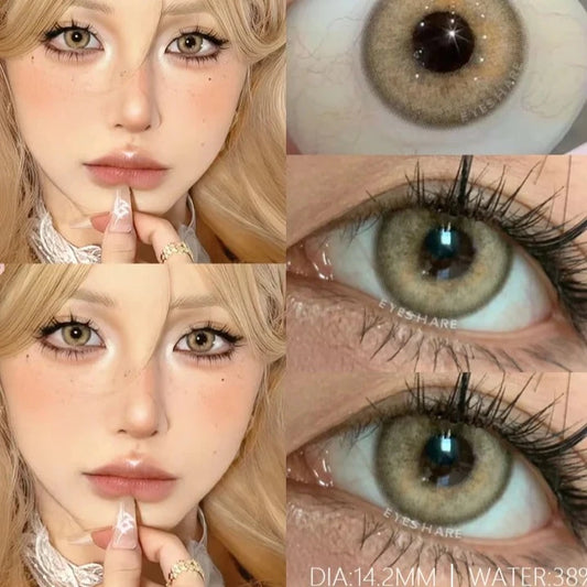 1Pair New Green Colored Contact Lens Gray Eye Lenses Brown Lenses High Quality Yearly Natural Contact Lenses for Eyes