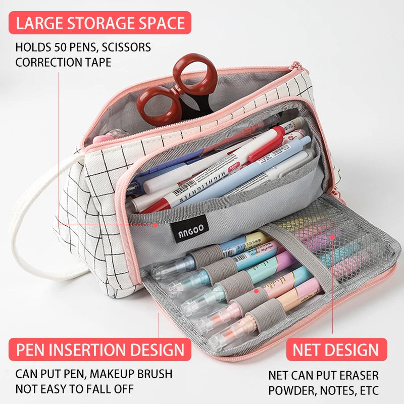 Ddbos BACK TO SCHOOL Multi Layer Large Capacity Pencil Case Pen Storage Supplies Pen Box Kawaii Cute Pencil Cases Bags Stationary School Supplies