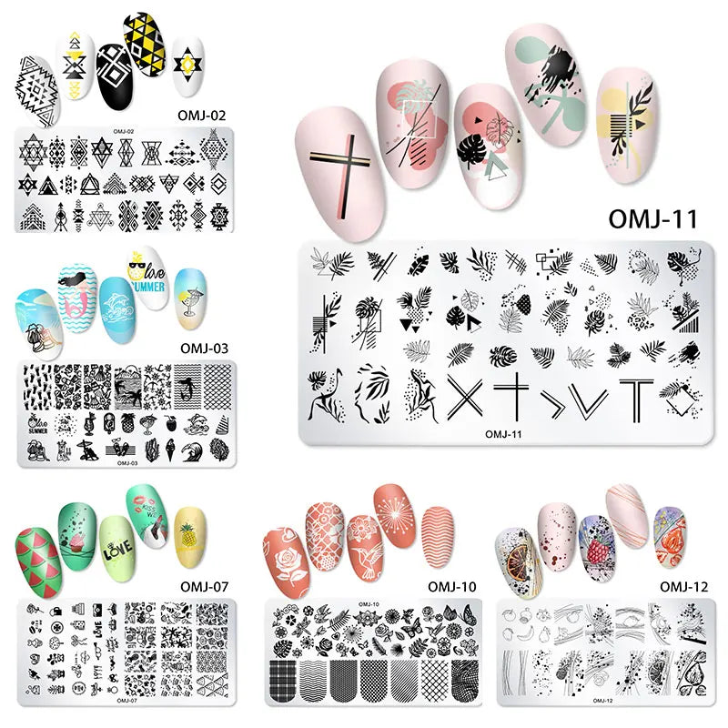 New Nail Stamping Plate Transfer Lines Flower Geometric Marble Image Stamp Template Printing Stencil DIY Manicure Nail Art Tools