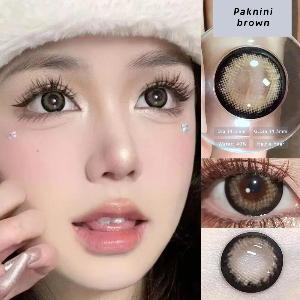 Ddbos 2PCS Brown Lenses Natural Contact Lenses for Eyes Super Beauty Eye Color Lenses Myopia Lenses With Diopters Prescription