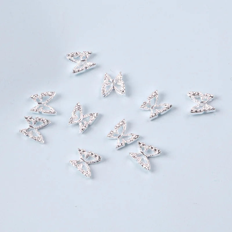 Ddbos 10pcs nail Charm Bufferfly Metal Nail Figures 3d Nail Parts Metal Charms Kawaii Accessories For Manicure Rhinestone