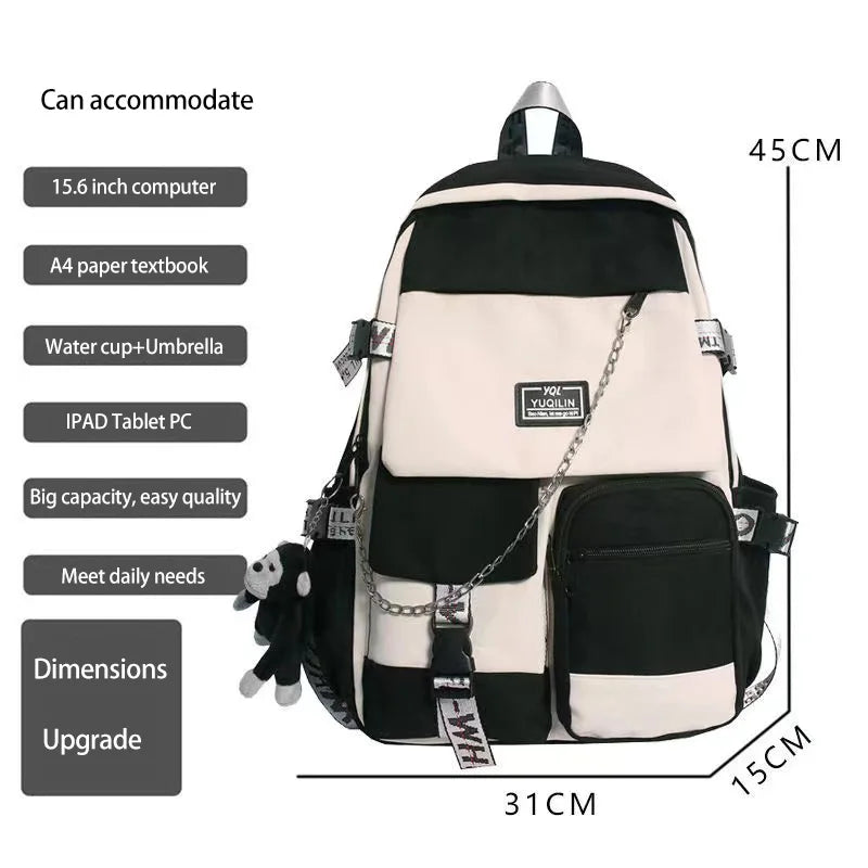 Ddbos BACK TO SCHOOL Korean Schoolbag Female Student Backpack Large Capacity Fashion Boy Backpack Computer Bag Femal School Backpack  School Bags