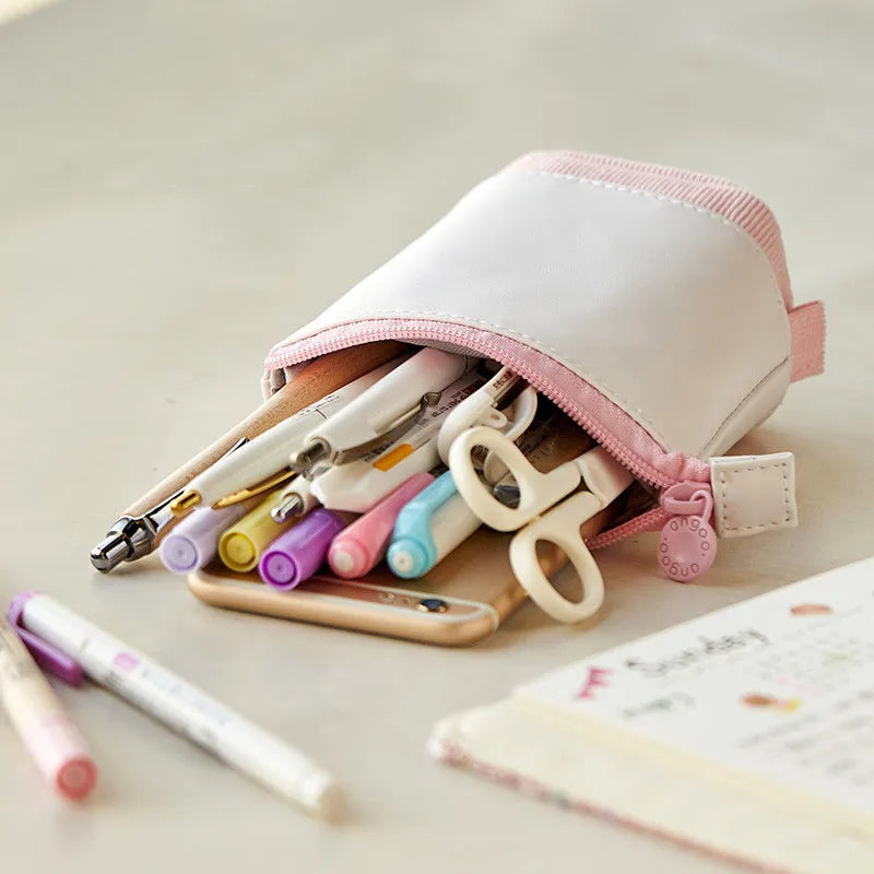 Ddbos BACK TO SCHOOL Creative Retractable Pencil Case School Stationery Storage Bag Kawaii Solid Color Pen Case Cute Pen Holder Gifts for Kid Pen Bag