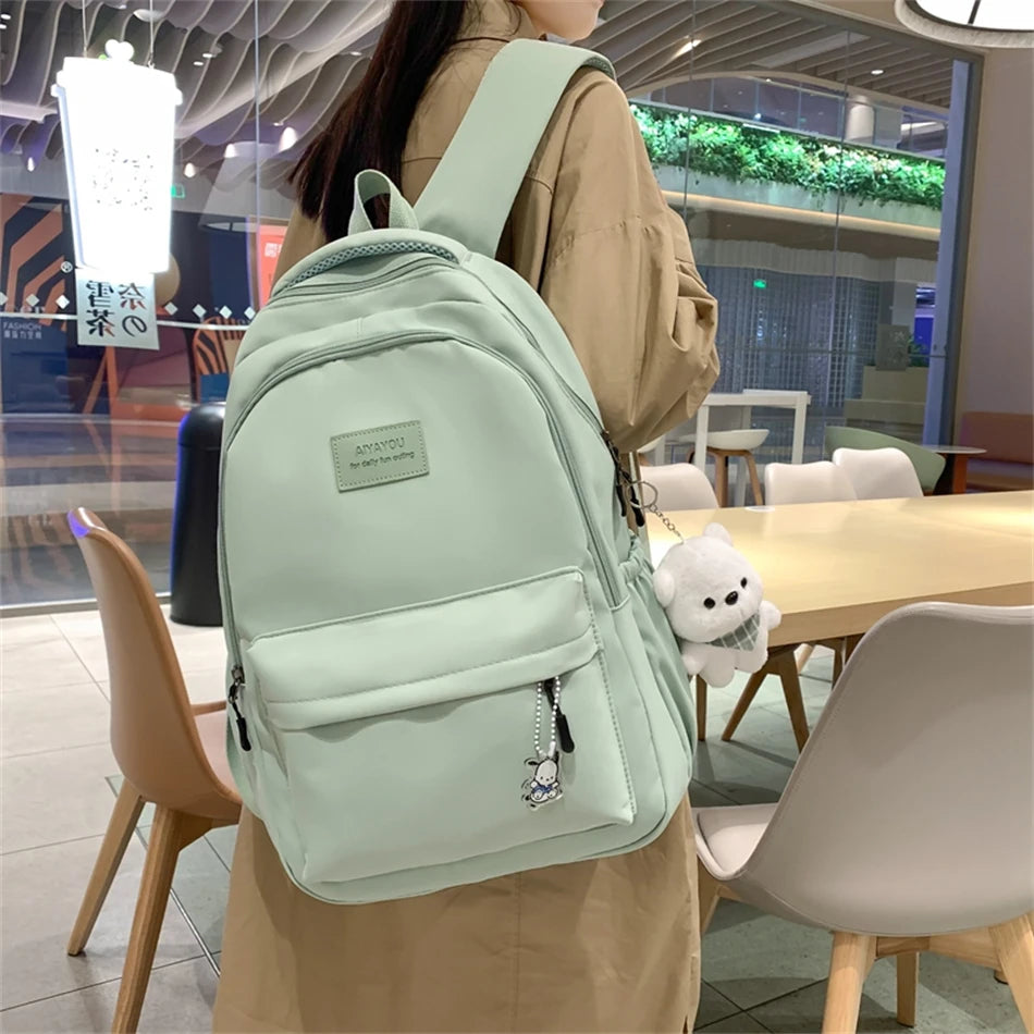 Ddbos BACK TO SCHOOL Fashion Waterproof Backpack New Women Bagpack Nylon Solid Color Bagpacks for Teenage Girl School Bags Mochilas Rucksacks Bookbag