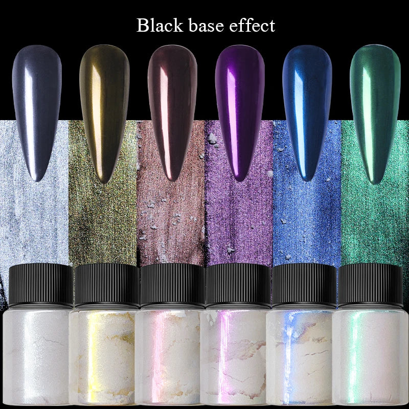 Ddbos 10g Box Aurora Nail Powder Pearl Glitter Pigment Dust Effect UV Gel Polish Chrome Nail Art AB Color Dipping Powder Decoration