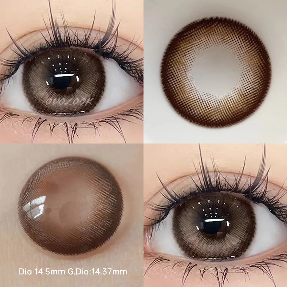 Ddbos 2PCS Brown Lenses Natural Contact Lenses for Eyes Super Beauty Eye Color Lenses Myopia Lenses With Diopters Prescription