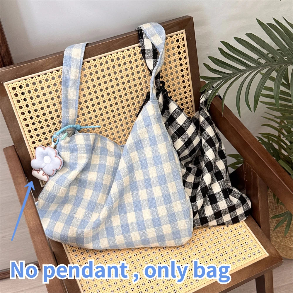 Ddbos BACK TO SCHOOL Retro Plaid Women's Canvas Shoulder Bag Casual College Girls Book Tote Travel Messenger Bags Female Eco Shopping Bag Handbags