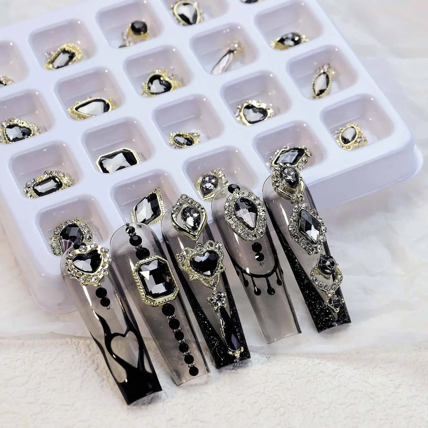 Ddbos 20pcs/Boxed Alloy Zircon Nail Rhinestones For Nails Art Decorations Fantasy Color Super Sparkling Diamond Kit Nail Decoration