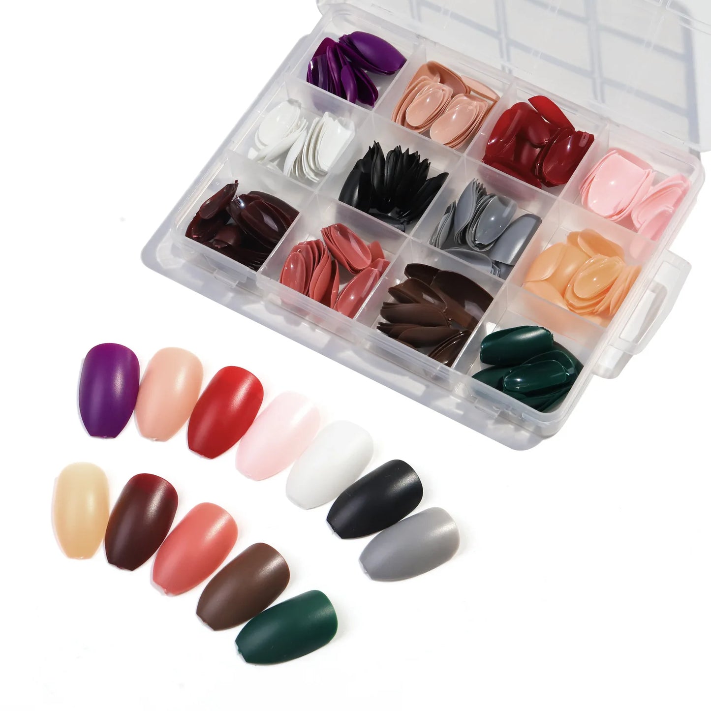 576/288pcs/box Colorful Fake Nails Acrylic Full Cover Nail Tips Ballet Wear Nail Press On Nails With Gel DIY Manicure Tools