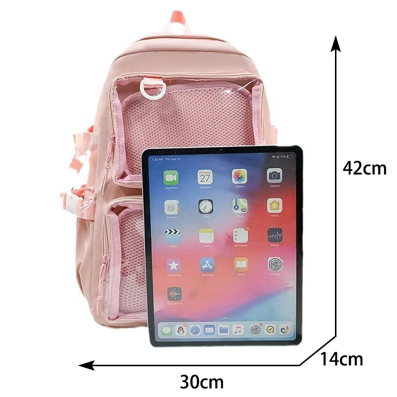 Ddbos BACK TO SCHOOL Japanese Kawaii Itabag Women New 2024 Transparent Backpack Women Large Capacity Ita Backpack School Bags For College Student JK