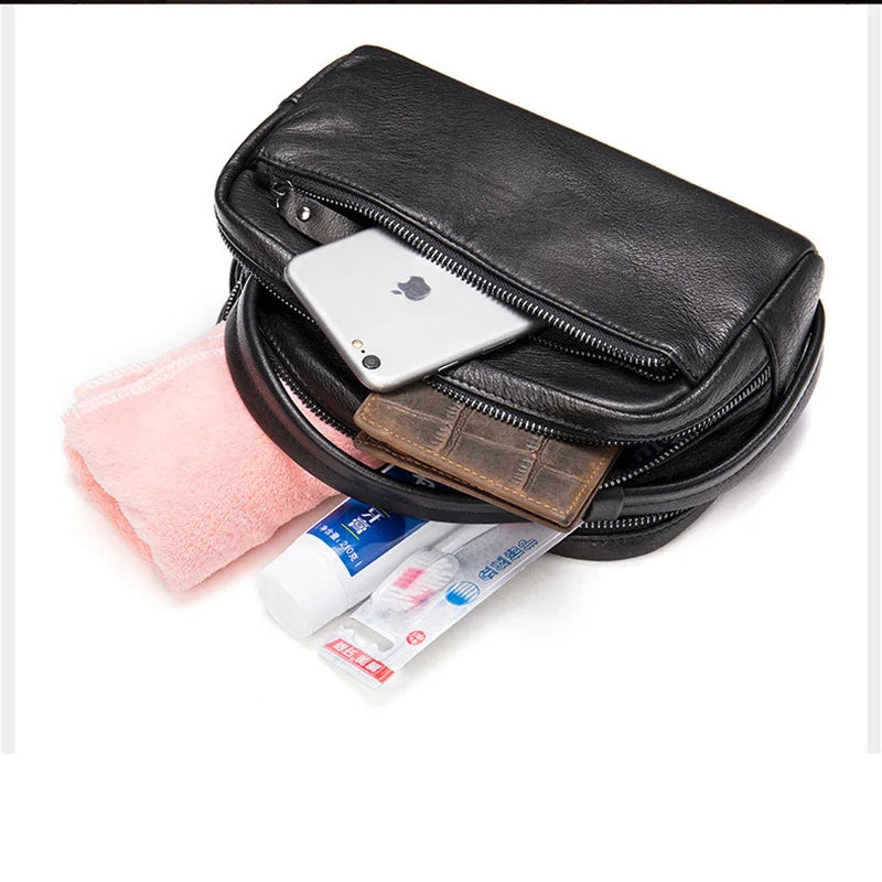 Ddbos Men's Clutch Bag Soft Genuine Leather Large Capacity Men Wallets Cell Phone Pocket Business Long Purse Women Make Up Bag