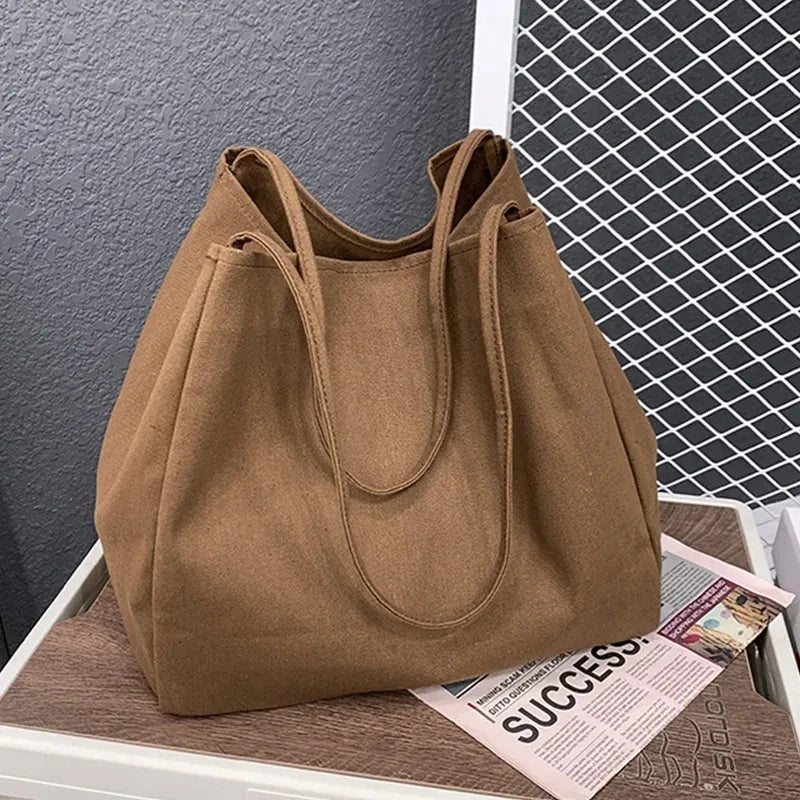 Ddbos Casual Large Capacity Canvas Shopper Totes High Quality Eco Reusable Grocery Handbag For Women Travel Shoulder Bags Daily Pouch