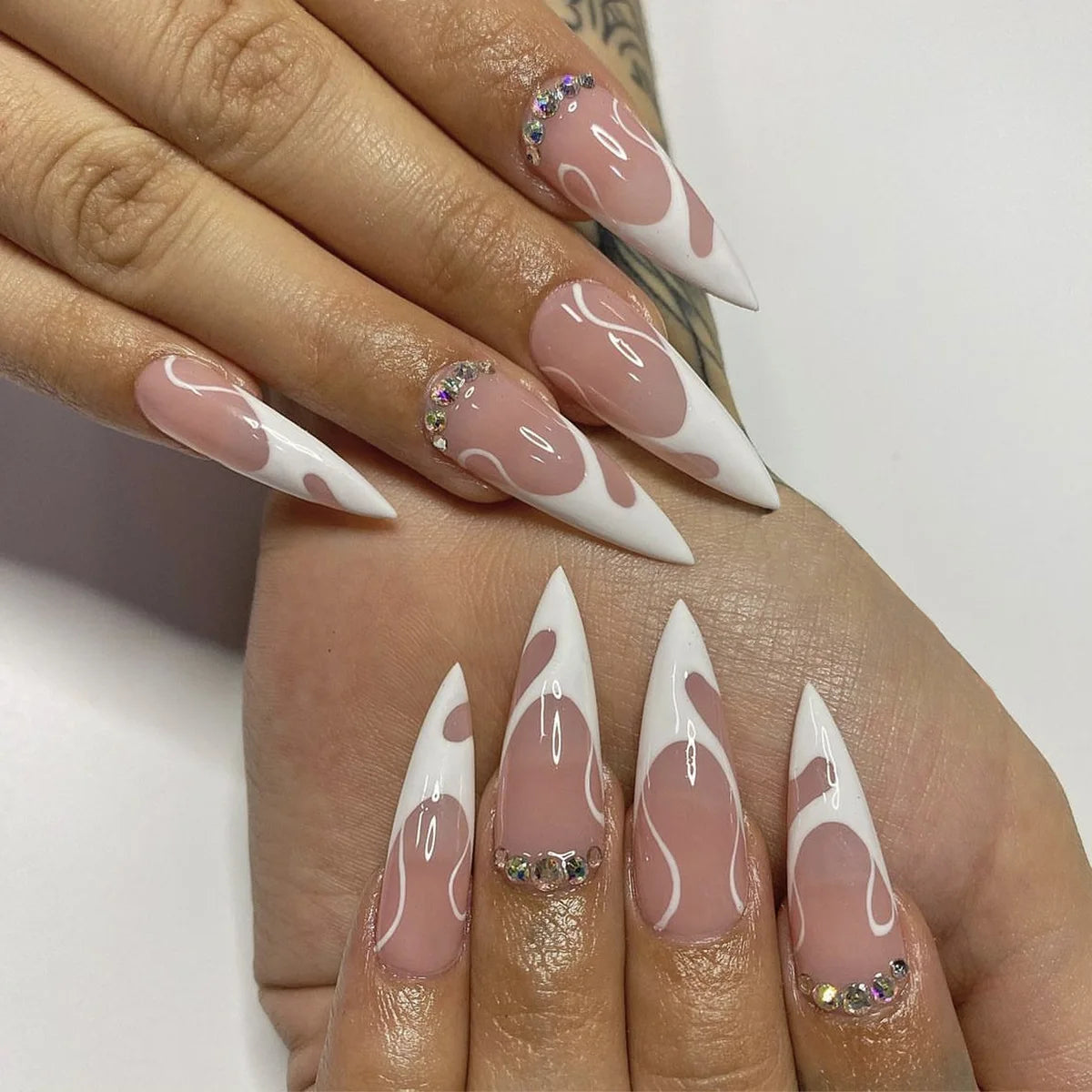 y2k Nails Five-pointed Star Pattern False Nails Halloween Style Long Coffin Ballet Press on Nails For Girl Full Cover Wearable