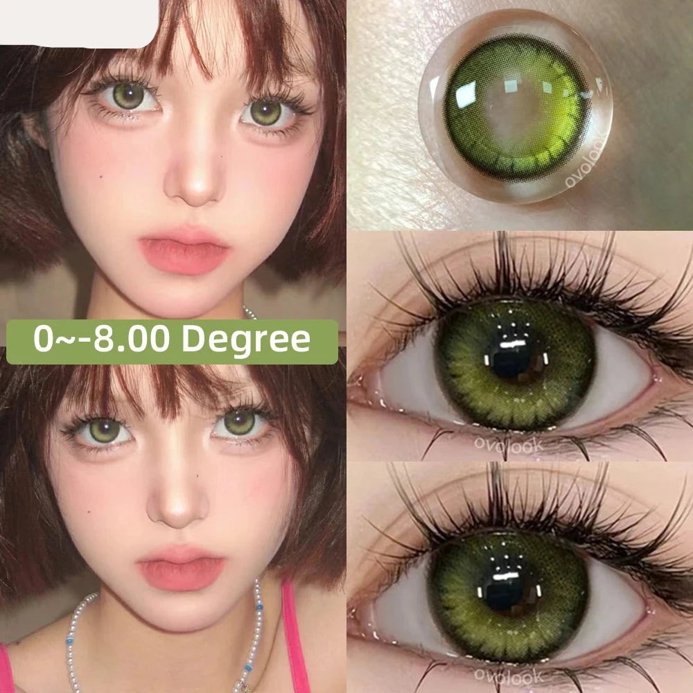 Ddbos 1 Pair/2pcs 10 Colors Contact Lenses for Eyes Fashion Pupils Myopia Eye Color Lenses Blue Green Brown Prescription Lens