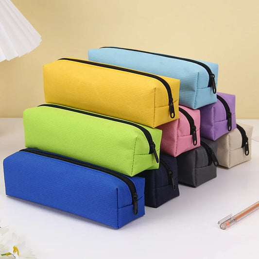 BACK TO SCHOOL Solid Color Pencil Case Simple Pencil Bags For Student New Stationery School Supplies Kids Gift Zipper Big Cosmetic Bag