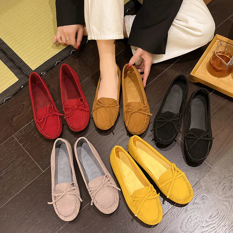 Ddbos Woman Trend Fashion Casual Lofers Women's Flat Shoes Ladies Elegant Butterfly-Knot Comfortable Women Soft Classic Office Shoes