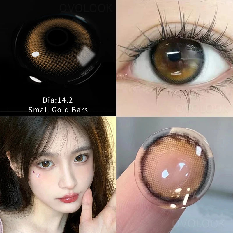 Ddbos - 2PCS Beauty Brown Color Contact Lenses for Eyes Myopia Eye Color Lenses with Diopters Natural Pupils Mystical Blue Lens