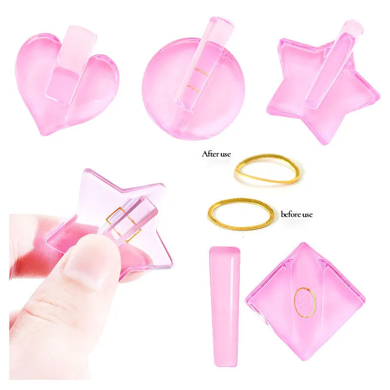 Ddbos 1 Set Embossed Mold Nail Art Tools Metal Slice Frame Bend Curve Pink Acrylic Radian Stick Decorations DIY Manicure Accessory