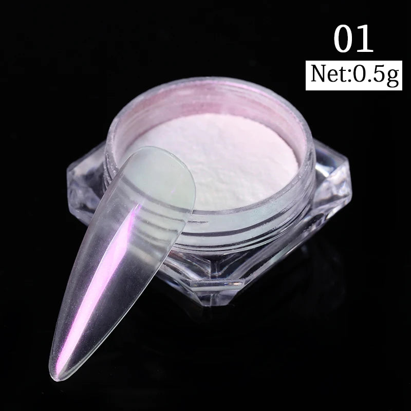 Ddbos 40 Colors Gradient Nail Art Powders Pigment Neon Mirror Effect Nails Glitter  Pigment Chrome Dust White Pearl Nail Decoration