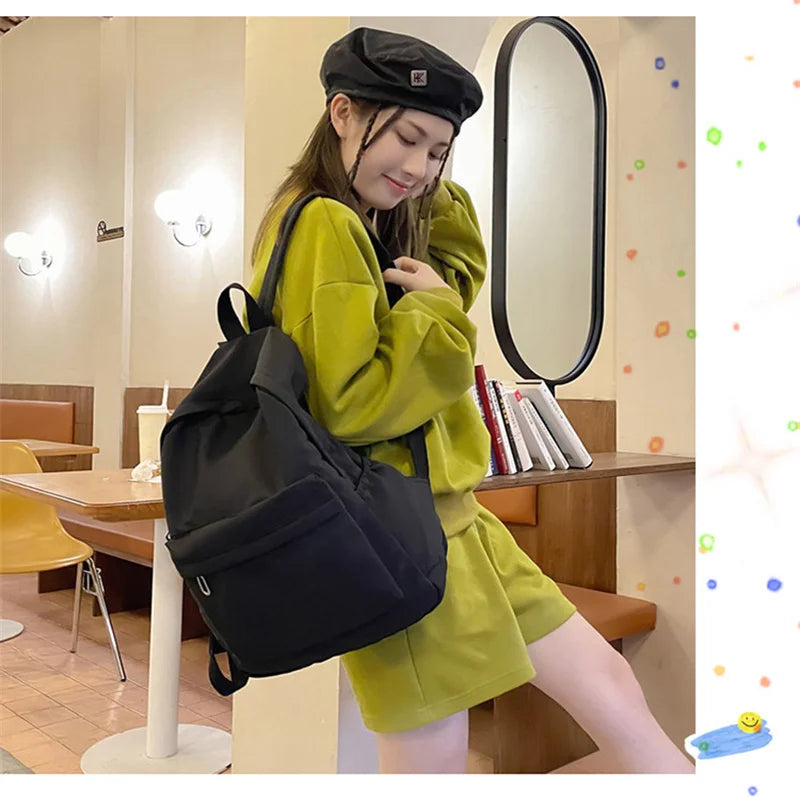 Ddbos BACK TO SCHOOL New Women's Backpack Large Capacity Travel Bag School Season New Students Casual Solid Color Mochila