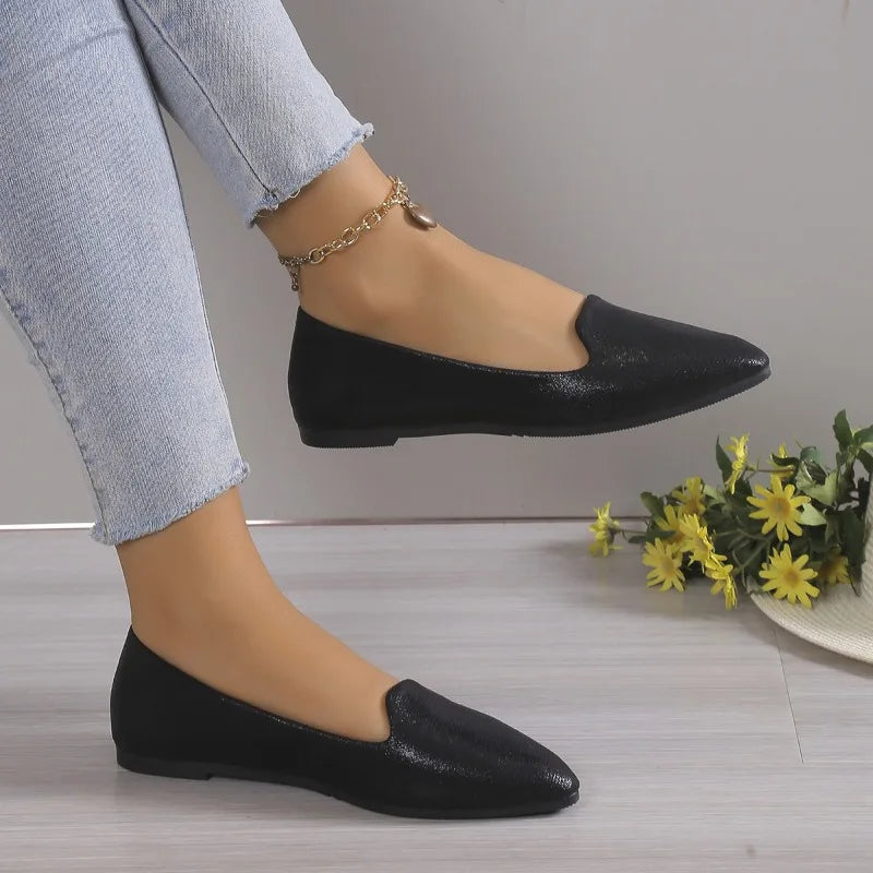 Ddbos 2024 Fashion Slip on Loafers Breathable Stretch Ballet Shallow Flats Women Soft Bottom Pointed Toe Boat Shoes plus size 43