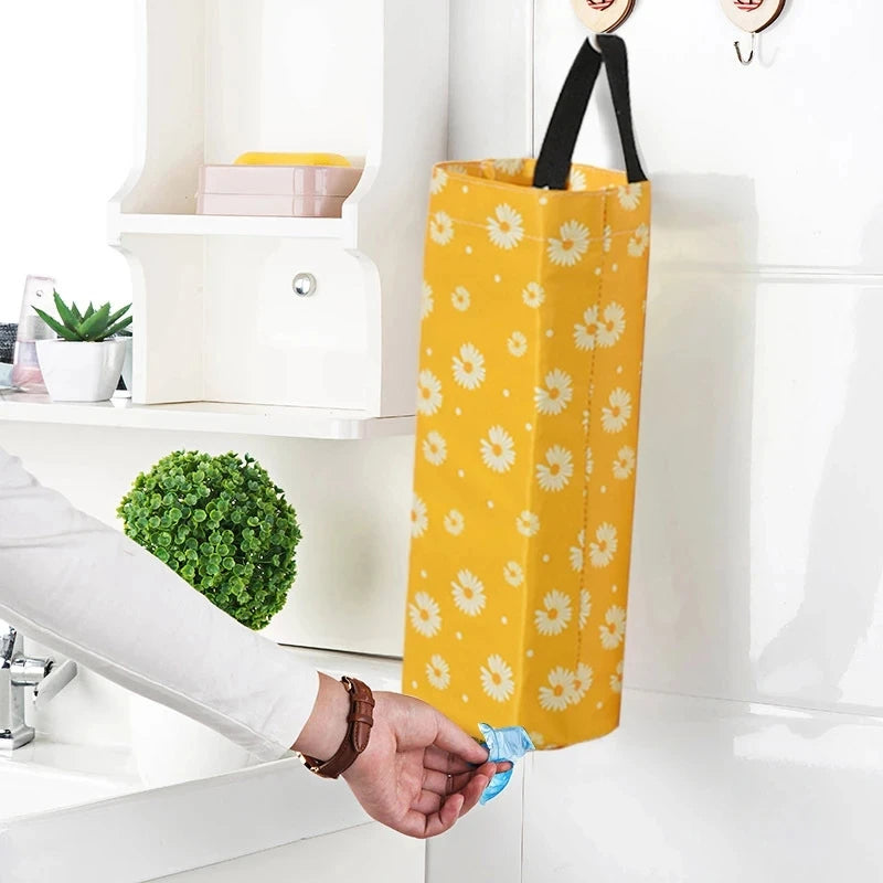 Ddbos Grocery Bag Holder Wall Mount Plastic Bag Holder Dispenser Hanging Storage Trash Garbage Bag Home Kitchen Garbage Organizer