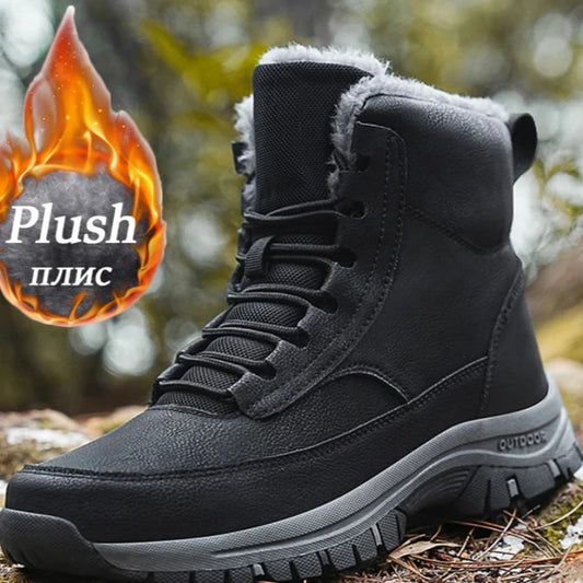 Ddbos New Men Winter Snow Boots For Waterproof Leather Sneakers Super Warm Men's Boots Outdoor Male Hiking Boots Work Shoes Size 39-48