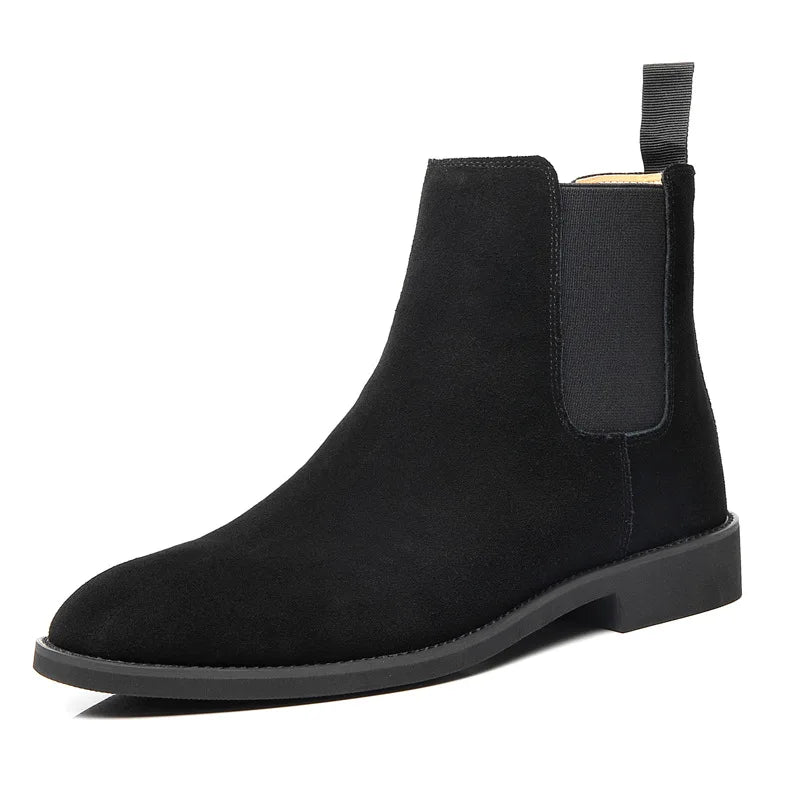 Ddbos Men's Retro Suede Genuine Leather Chelsea Boots Men Fashion Ankle Boot Mens Casual British Style Short Boots High-Top Shoes