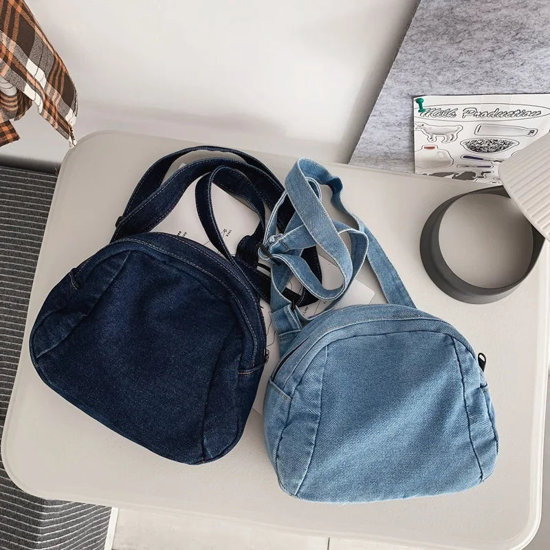 Ddbos Denim Shoulder Bag Women Retro Travel Shell Bag Fashion Simple Casual Retro Crossbody bag College Student TravelBag For Teenager