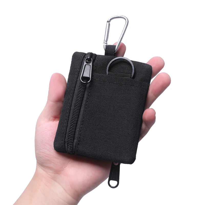 Outdoor Small Waist Pouch Key Wallet Mini Portable Key Card Case Travel Zipper Belt Bag Tactical Purse Coin Purse With Carabiner