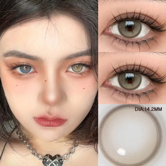 Ddbos 1 Pair High Quality Color Contact Lenses with Diopter Myopia Eyes graduated color Beauty Pupil Makeup Yearly