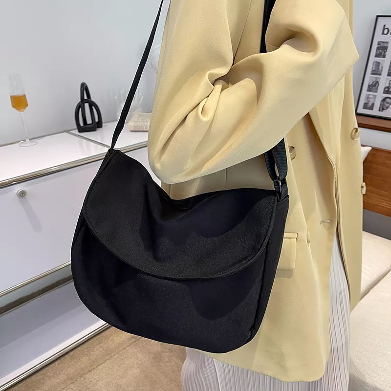 Solid Color Women Crossbody Bag Simple Ladies Shoulder Bag Waterproof Nylon Women'S Handbags Fashion Messenger Bag Women