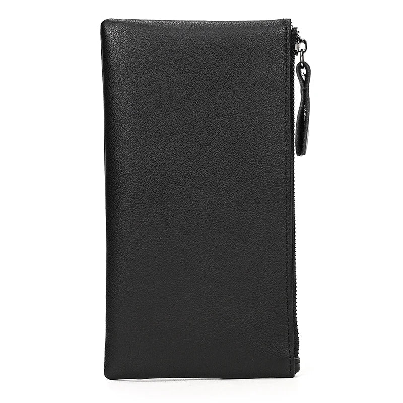 Ddbos Leather Men Clutch Wallet Genuine Leather Zipper Business Men Day Bag Large Capacity Card Holder Purse Man Phone Pouth