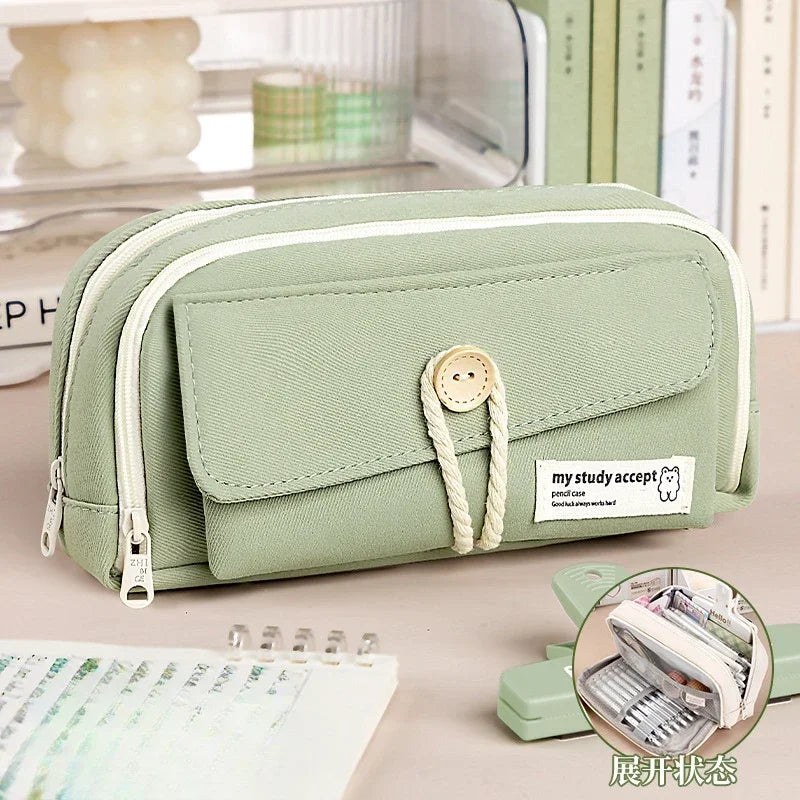 Ddbos BACK TO SCHOOL Pencil Case Large Capacity Pencil Pouch Handheld Pen Bag Cosmetic Portable Gift for Office School Teen Girl Boy Men Women Adult