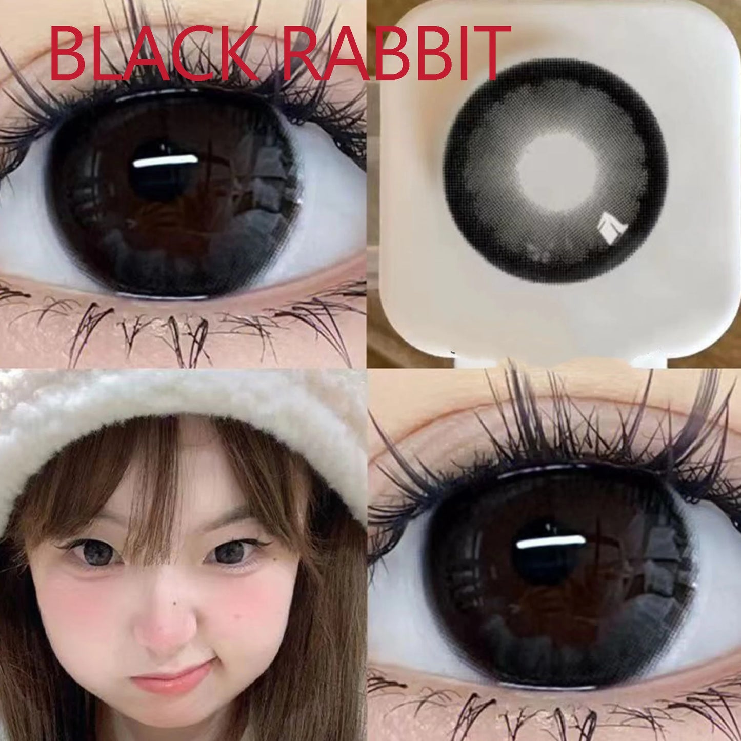 Ddbos 14.50mm Soft Contacts Lenses for Eye Color Change with Power Dolly Eyewear Accessories lentes de contacto Black Rabbit