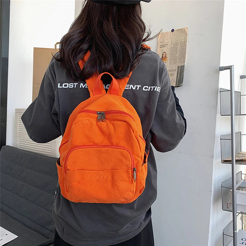 Ddbos BACK TO SCHOOL Canvas Women Small Backpack Vintage Feminina School Mini Backpack Women  Bagpack Female Solid Girl Backpack