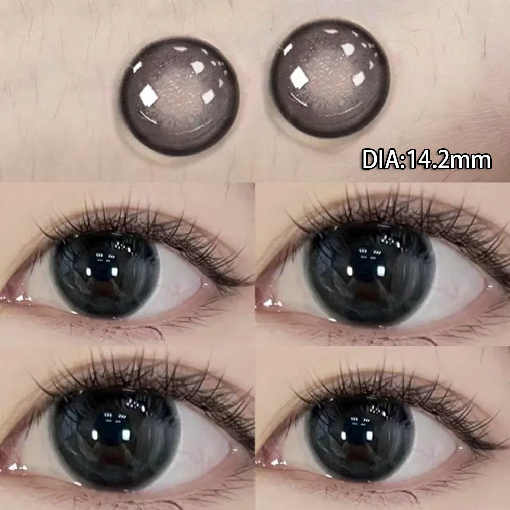 Ddbos 2Pcs Natural Eyes Contacts Lenses Myopia Prescription Circle Colored Lenses Beauty Pupil Makeup Lens Yearly