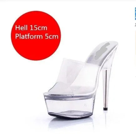 Ddbos Girls Shoe for Party Club Stripper Heels Women Shoes Platforms High Heels Sandals Clear Sexy Pole Dance 15cm High Plus Size