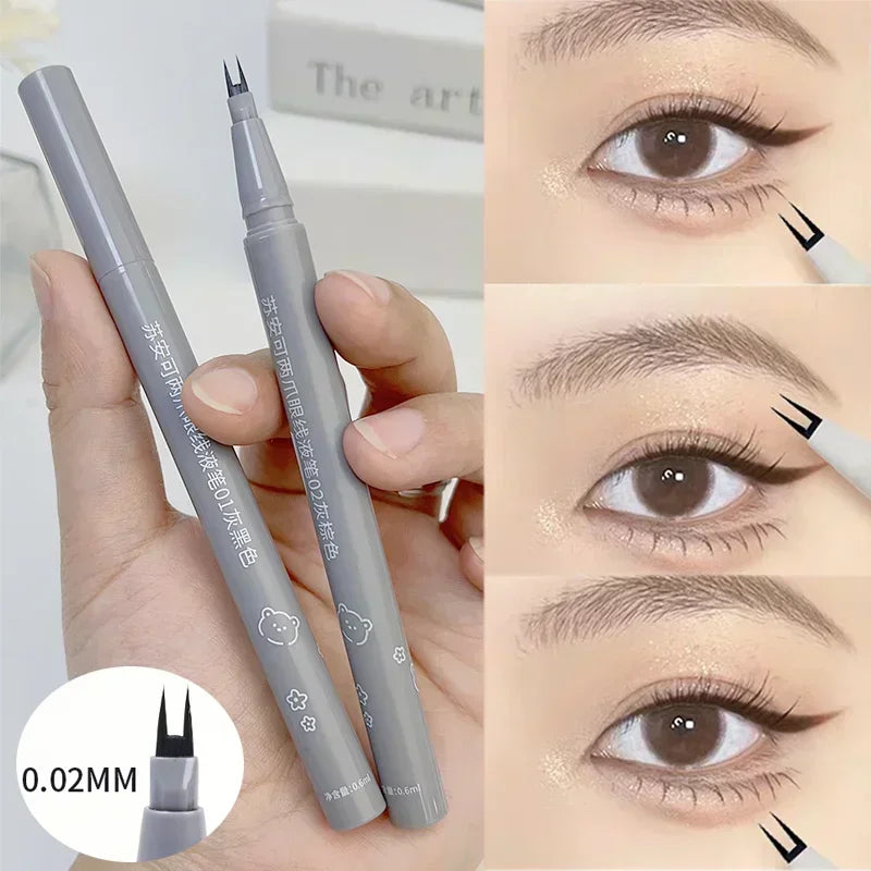 Ddbos 2 Point Ultra-thin Liquid Eyeliner Pen Waterproof Lasting Natural Quick Dry Lower Eyelash Eyebrow Tattoo Pen Eye Makeup Cosmetic