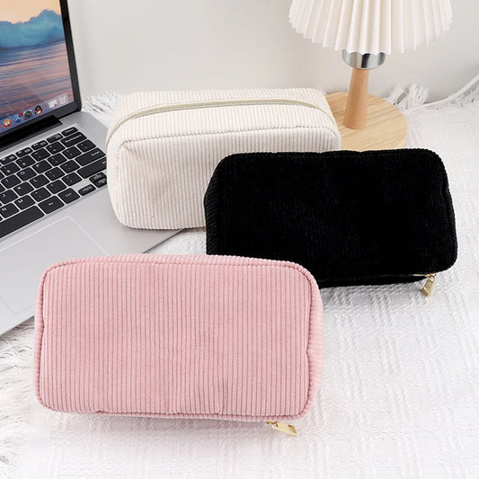 BACK TO SCHOOL Pencil Case Black Estuche Escolar Pencil Pouch Corduroy Large Capacity Pen Case School Supplies Kalemlik Pencil Cases For Girls